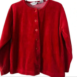 G.H. BASS & CO. EUC GIRLS RED VELOUR TOP SIZE S